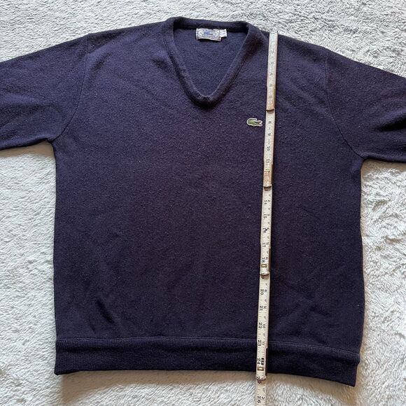 Lacoste Izod Vintage Sweater Rare V-Neck Navy Blue Men's Size Large Knit - Picture 5 of 5